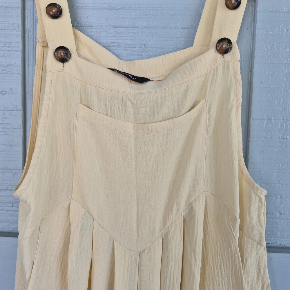 Dokoto Womens Overalls Jumpsuit Light Yellow L Wide Leg Cottagecore Fairycore - Picture 3 of 6